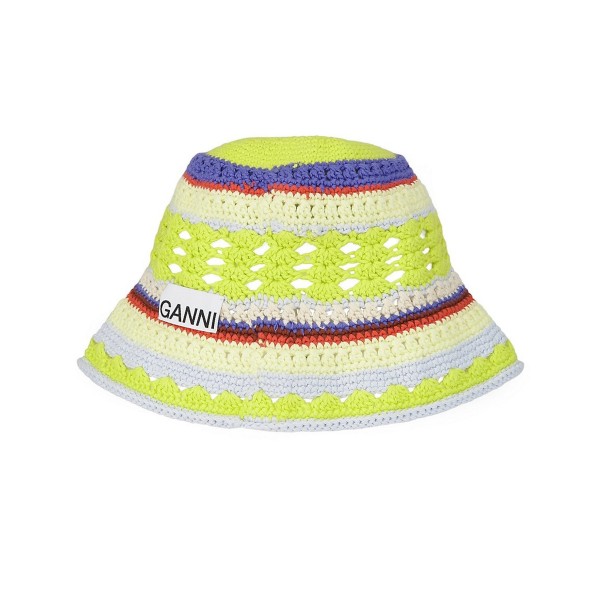 GANNI Cotton Crochet Bucket Hat (Heather)