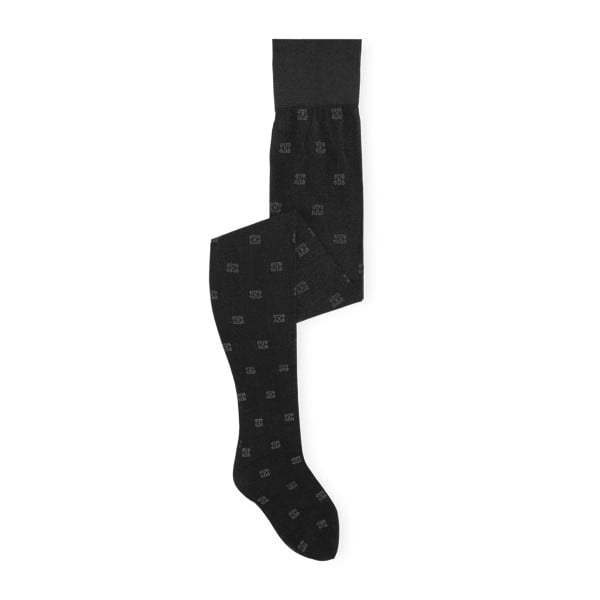 GANNI Glitter Butterfly Lace Tights (Black)