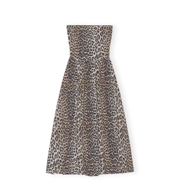 GANNI Light Cotton Tieband Multifactional Dress (Leopard)
