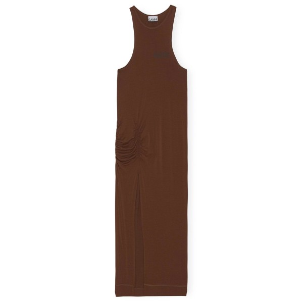 GANNI Racerback Sleeveless Midi Dress (Root Beer)