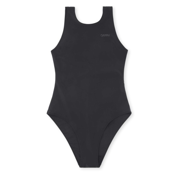 GANNI Recycled Core Solid Sporty Swimsuit (Black)