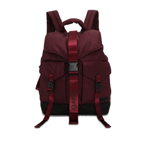GANNI Recycled Tech Backpack (Dark Burgundy)