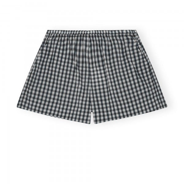 GANNI Seersucker Check Elasticated Shorts (Egret)