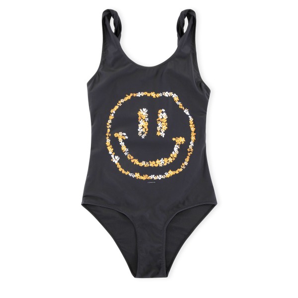 GANNI Twisted Strap One-Piece Swimsuit Smiley (Black)
