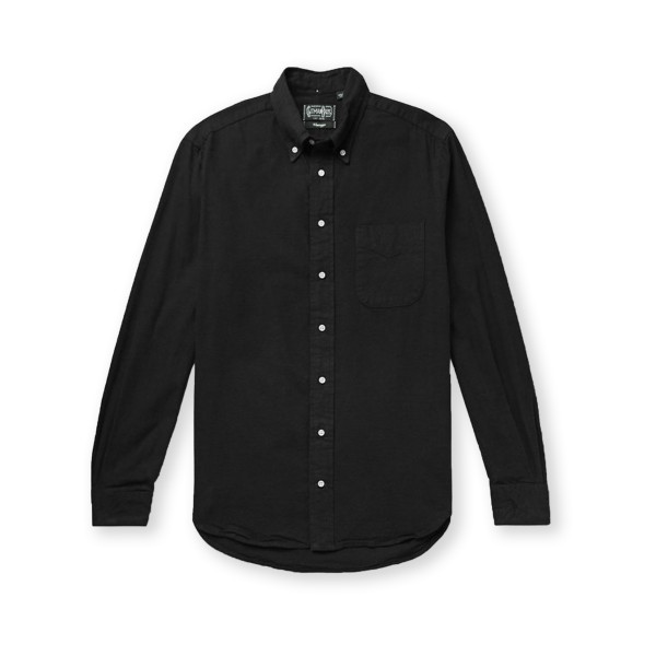 Gitman Vintage Overdyed Oxford Long Sleeve Shirt (Black)