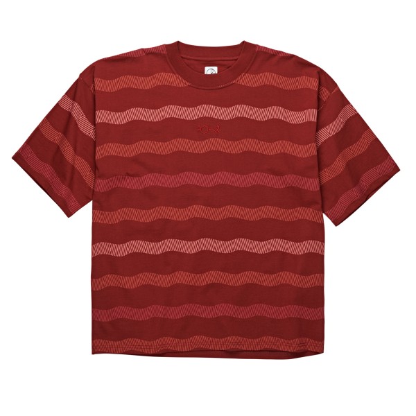 Basic Mid Length Regular Jersey Shorts. Wavy Surf T-Shirt (Brick Red)
