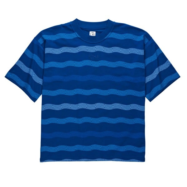 Basic Mid Length Regular Jersey Shorts. Wavy Surf T-Shirt (Dark Blue)