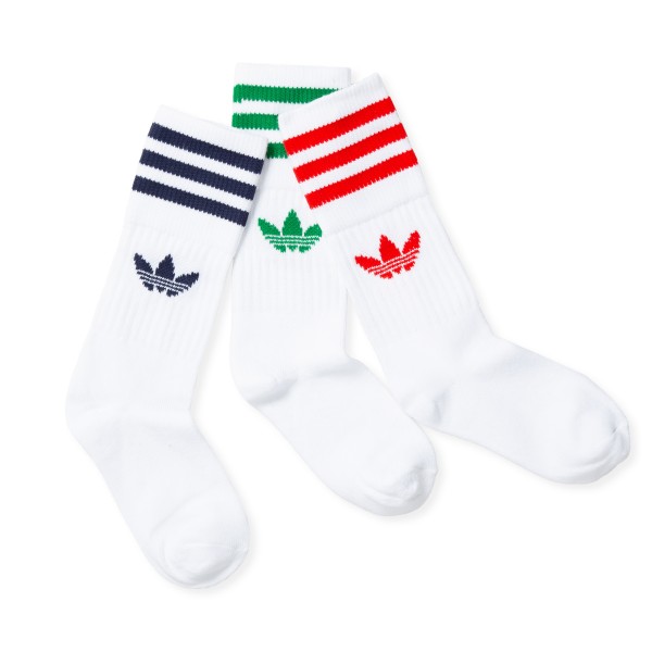 Kid's adidas Solid Crew Socks Triple Pack (White/Multi Stripe)