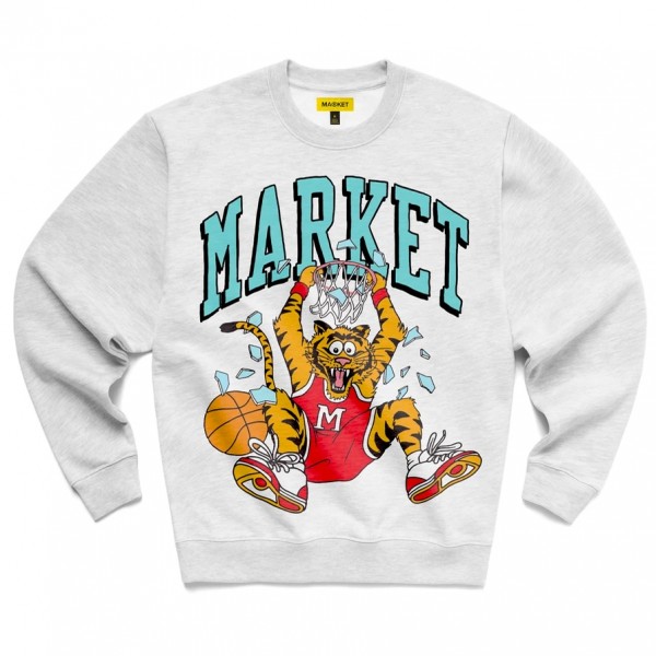 Market Dunking Cat Crew Neck Sweatshirt (Ash)