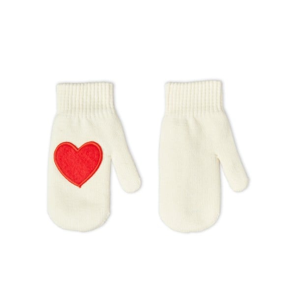 Mini Rodini Hearts Knitted Mittens (Off White)