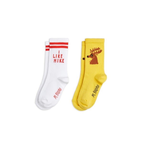 Mini Rodini Hike+Deer Socks 2-Pack (Yellow)