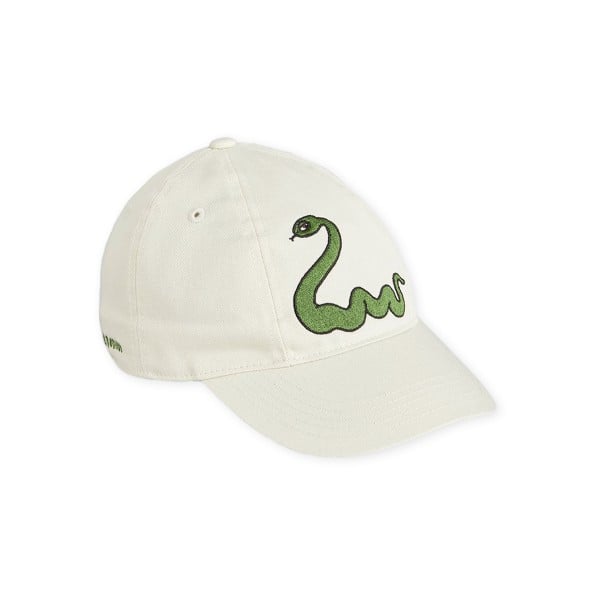 Mini Rodini Snake Embroidered Cap (Off White)