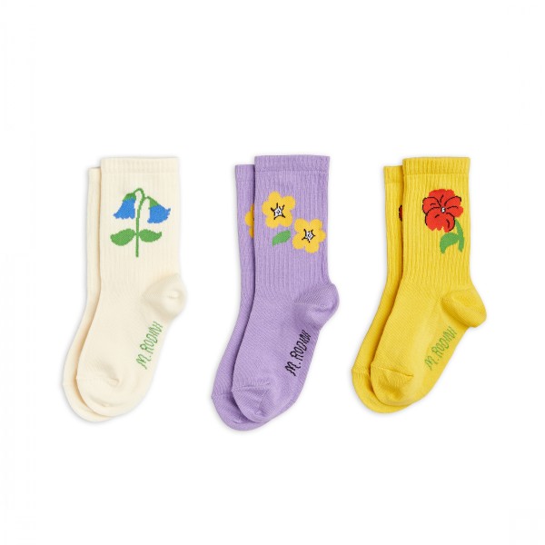 Mini Rodini Snow Flowers 3-Pack Socks (Multi)