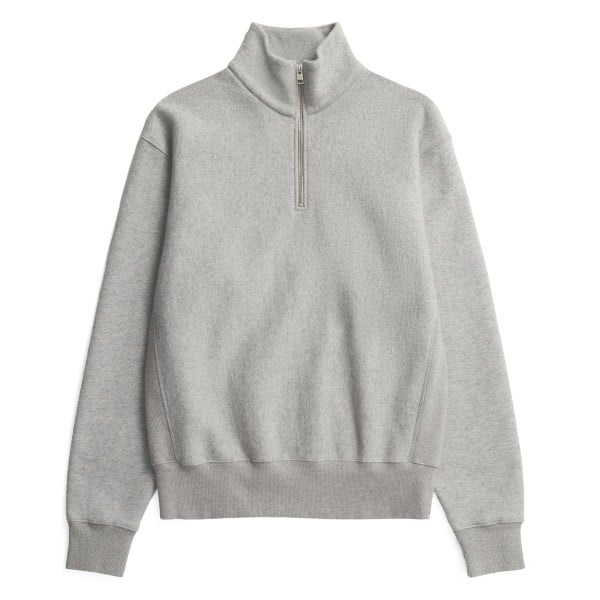 Norse Projects Ketel Relaxed Cotton Wool Half Zip Sweatshirt (Grey Melange)