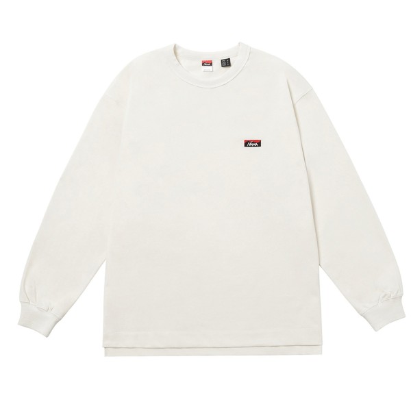 Nanga Eco Hybrid Box Logo Embroidery Long Sleeve T-Shirt (White)