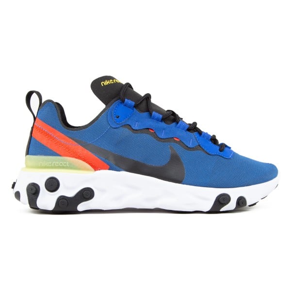 nike react element 55 game royal black white dynamic yellow bq6166 403 cat