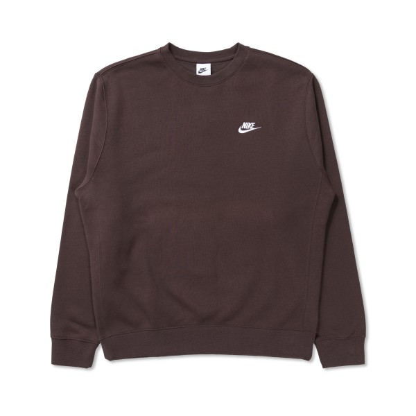 Nike Sportswear Club Fleece Crew Neck Sweatshirt (Brown Basalt/White)