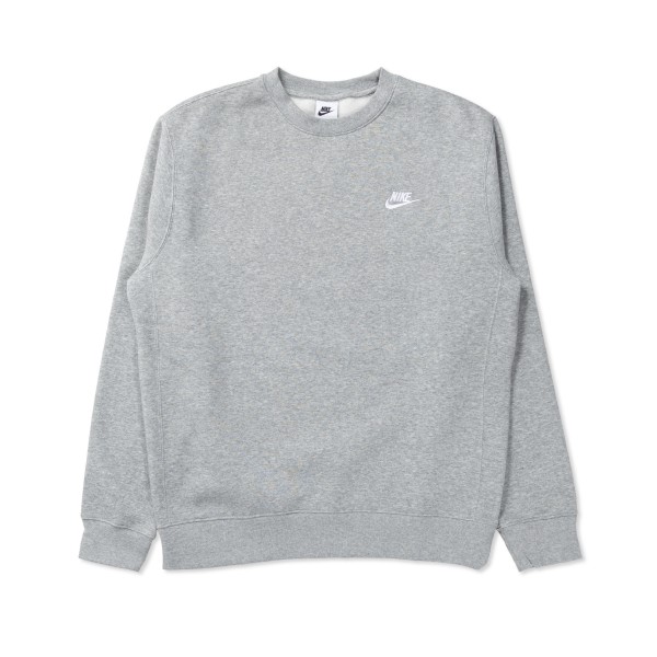Nike Sportswear Club Fleece Crew Neck Sweatshirt (Dark Grey Heather/White)
