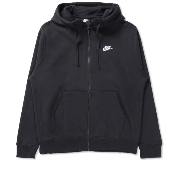 Nike Sportswear Club Fleece Full-Zip Hooded Sweatshirt (Black/Black/White)