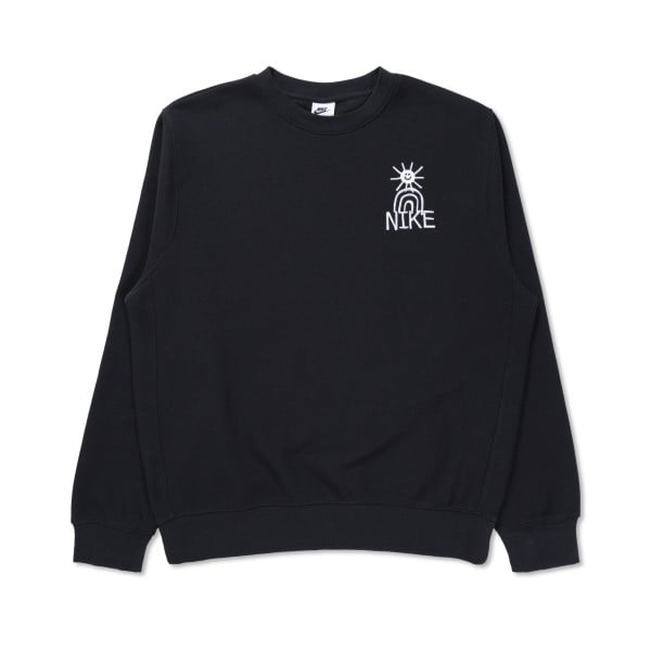 Nike Sportswear Fleece Crew Neck Sweatshirt (Black/White)