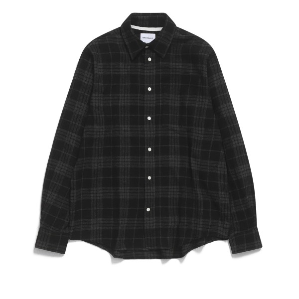 Norse Projects Algot Relaxed Wool Check Shirt (Charcoal Melange)