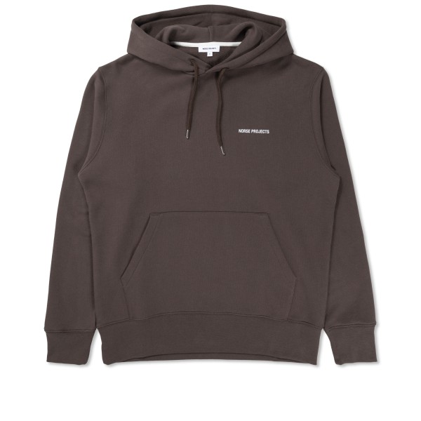 Norse Projects Arne Relaxed Organic Logo Pullover Hooded Sweatshirt (Heathland Brown)