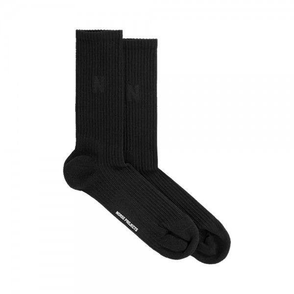 Norse Projects Bjarki N Logo Socks 2-Pack (Black)