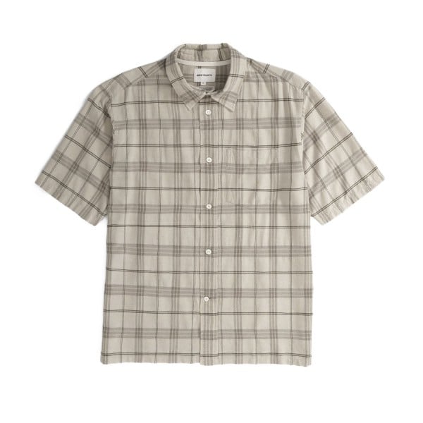 Norse Projects Ivan Relaxed Textured Check SS Shirt (Oatmeal)