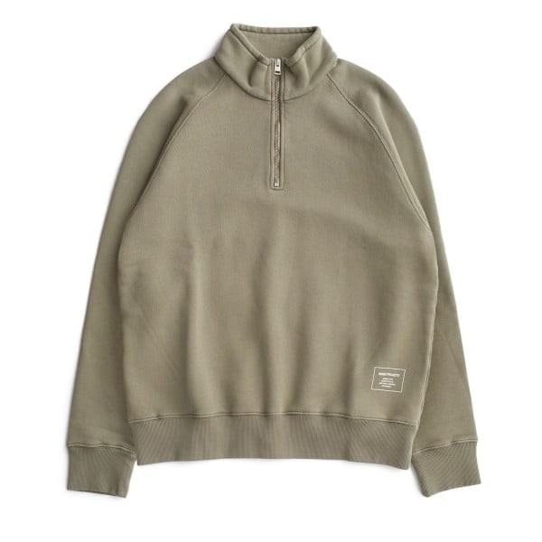 Norse Projects Marten Relaxed Organic Raglan Half Zip Sweatshirt (Sediment Green)