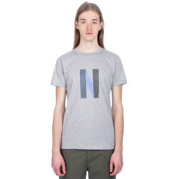 Norse Projects Niels Layer Logo T-Shirt (Light Grey Melange)