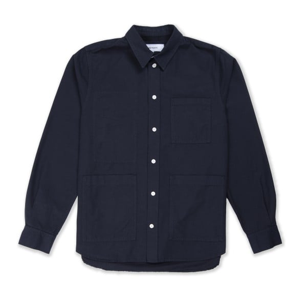 Norse Projects Thorsten Canvas Long Sleeve Shirt (Dark Navy)