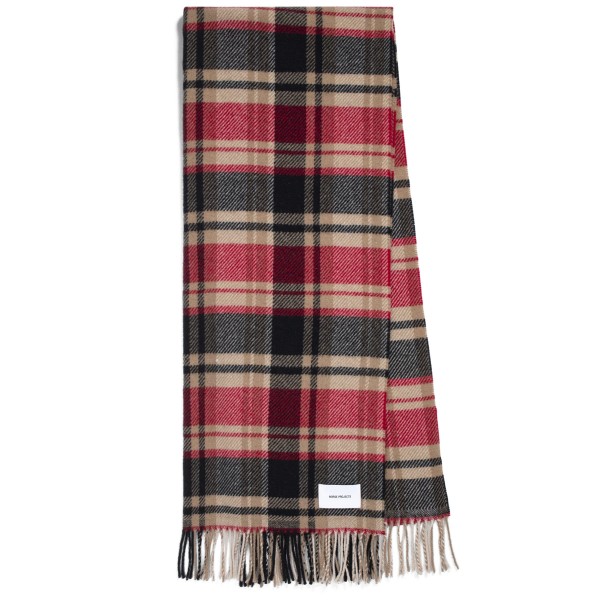 Norse Projects Virgin Wool Checked Scarf (Holmen Red)
