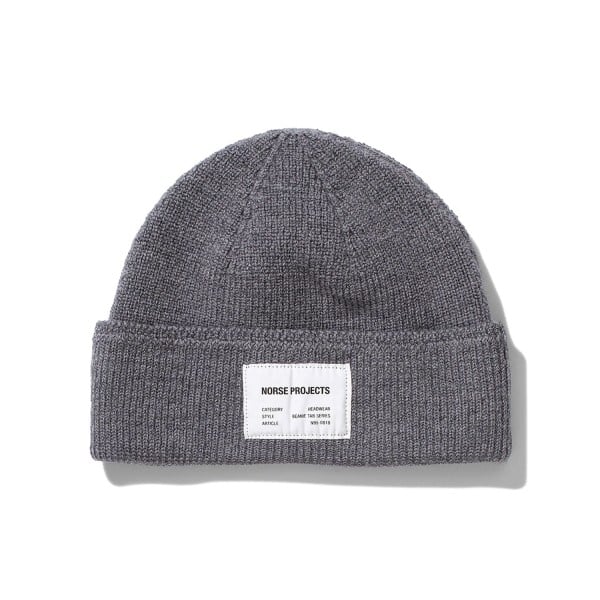 Norse Projects Watch Cap Tab Series Beanie (Light Grey Melange)