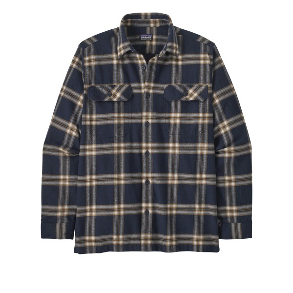 Patagonia Fjord Flannel Organic Cotton Midweight Long Sleeve Shirt (North Line: New Navy)