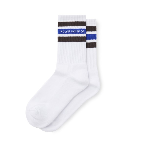 Polar Skate Co. Fat Stripe Socks (White/Brown/Blue)