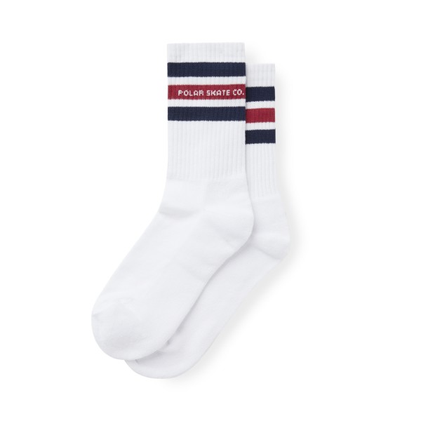 Polar Skate Co. Fat Stripe Socks (White/Navy/Red)