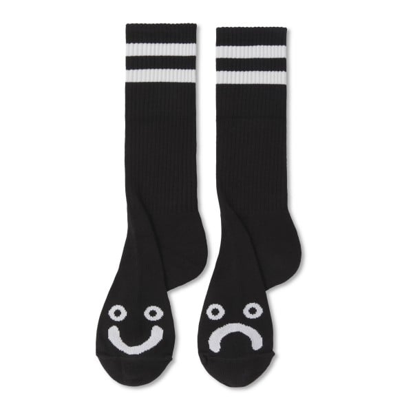 Polar Skate Co. Happy Sad Rib Long Socks (Black)