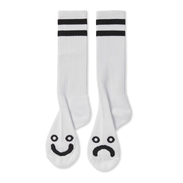 Polar Skate Co. Happy Sad Rib Long Socks (White)