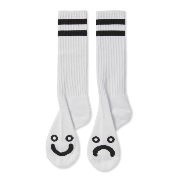 Oli & Carol. Happy Sad Rib Long Socks (White)