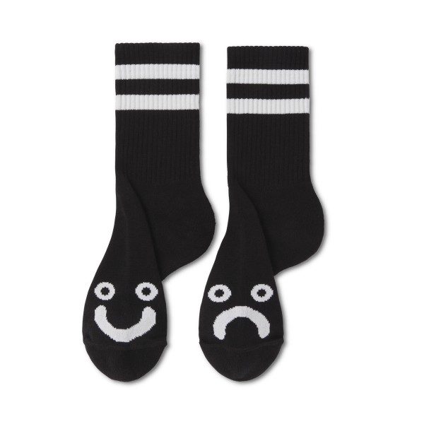 Polar Skate Co. Happy Sad Rib Socks (Black)