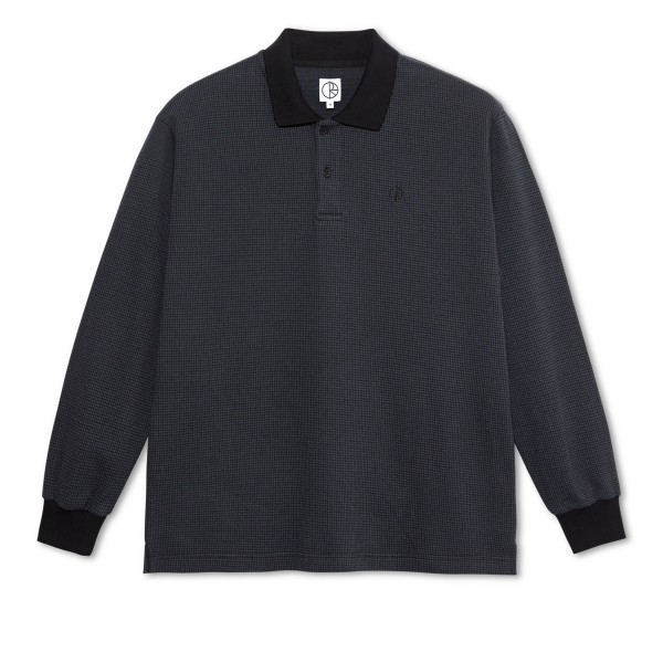 Polar Skate Co. Houndstooth Long Sleeve Polo Shirt (Black/Grey)