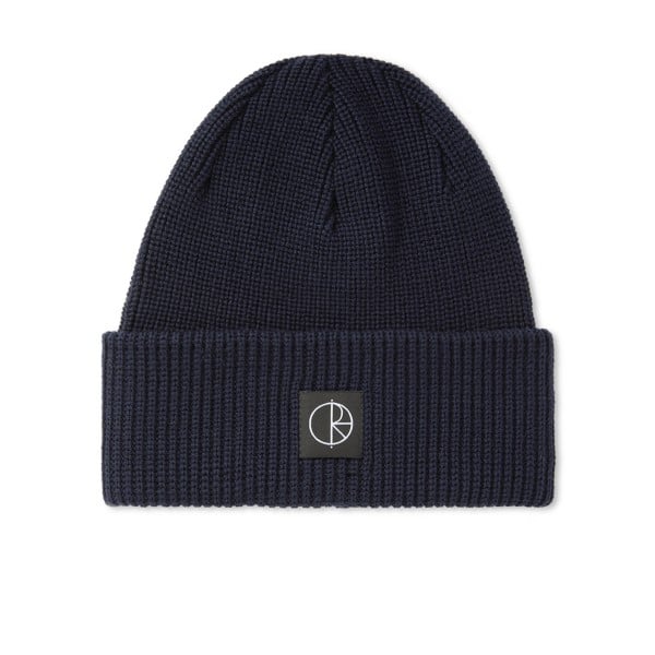 chain-strap wide-brim boater hat White. Merino Beanie (Navy)