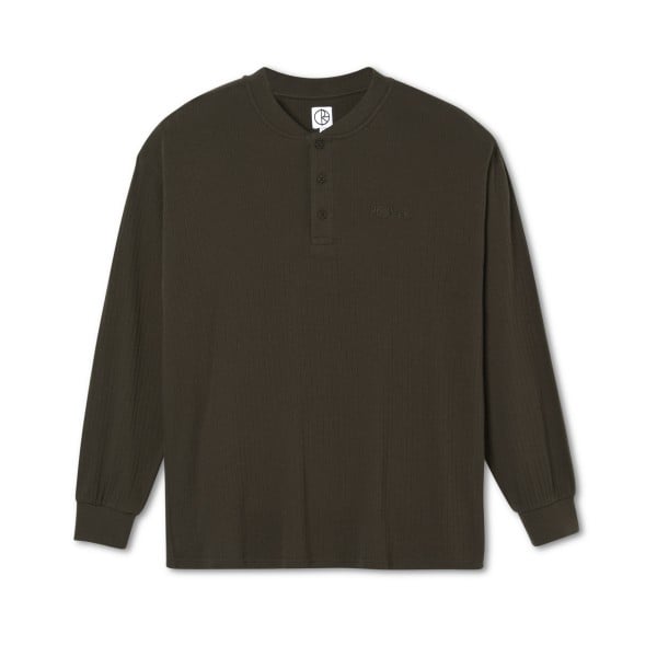 Polar Skate Co. Rib Henley Long Sleeve (Brown)