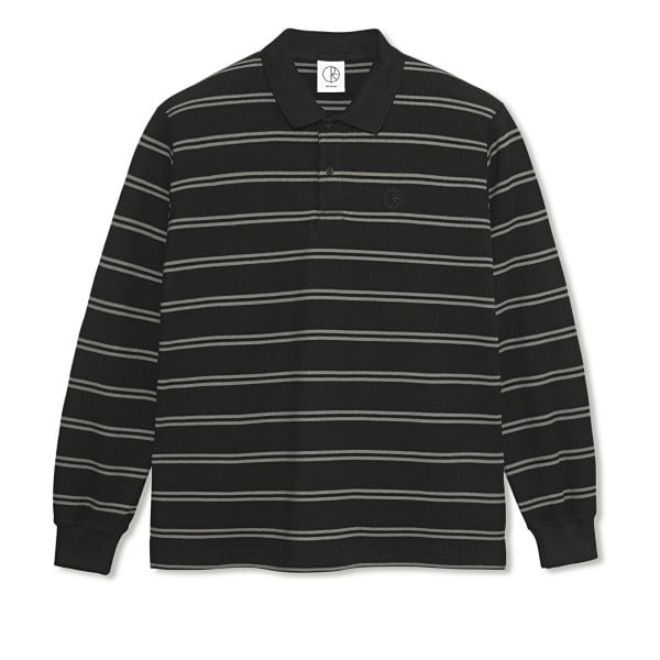 Polar Skate Co. Stripe Long Sleeve Polo Shirt (Black)