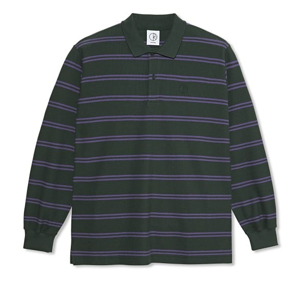 Familiar T-Shirt mit Schleifenverzierung Blau. Stripe Long Sleeve Polo Shirt (Dark Teal)