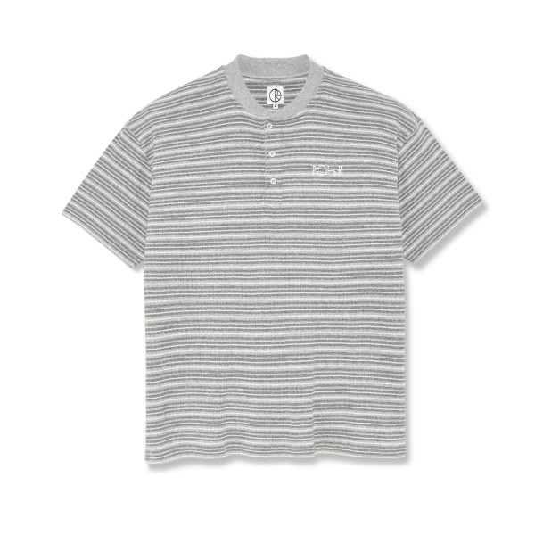 Basic Mid Length Regular Jersey Shorts. Stripe Rib Henley T-Shirt (Heather Grey)