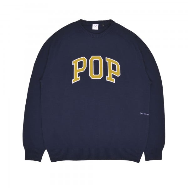 Pop Trading Company Arch Knitted Crew Neck Jumper (Navy/Cress Green)