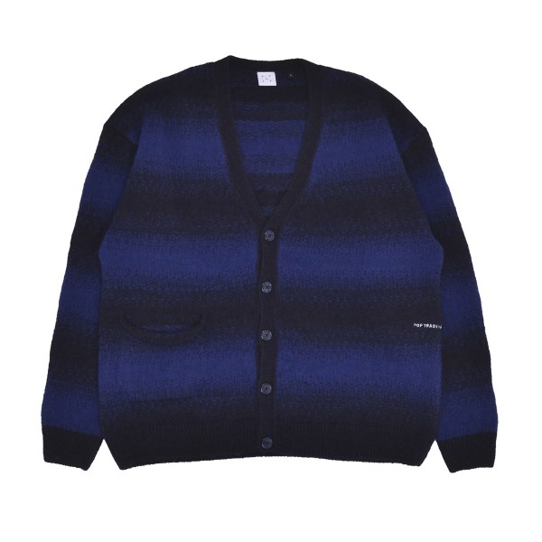 Pop Trading Company Striped Knitted Cardigan (Sodalite Blue/Black)