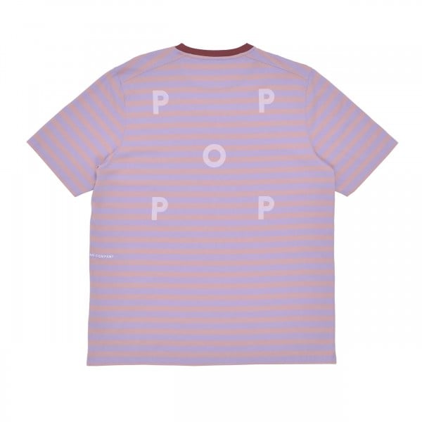 Pop Trading Company Striped Logo T-Shirt (Zephyr/Viola)