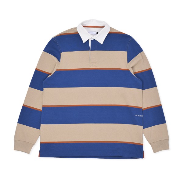 Pop Trading Company Striped Rugby Polo Shirt (Off White)